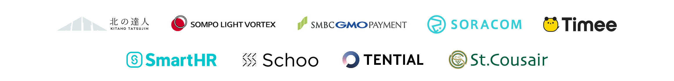 北の達人コーポレーション様、SOMPO Light Vortex様、SMBC GMO PAYMENT様、SORACOM様、Timee様、その他複数企業様