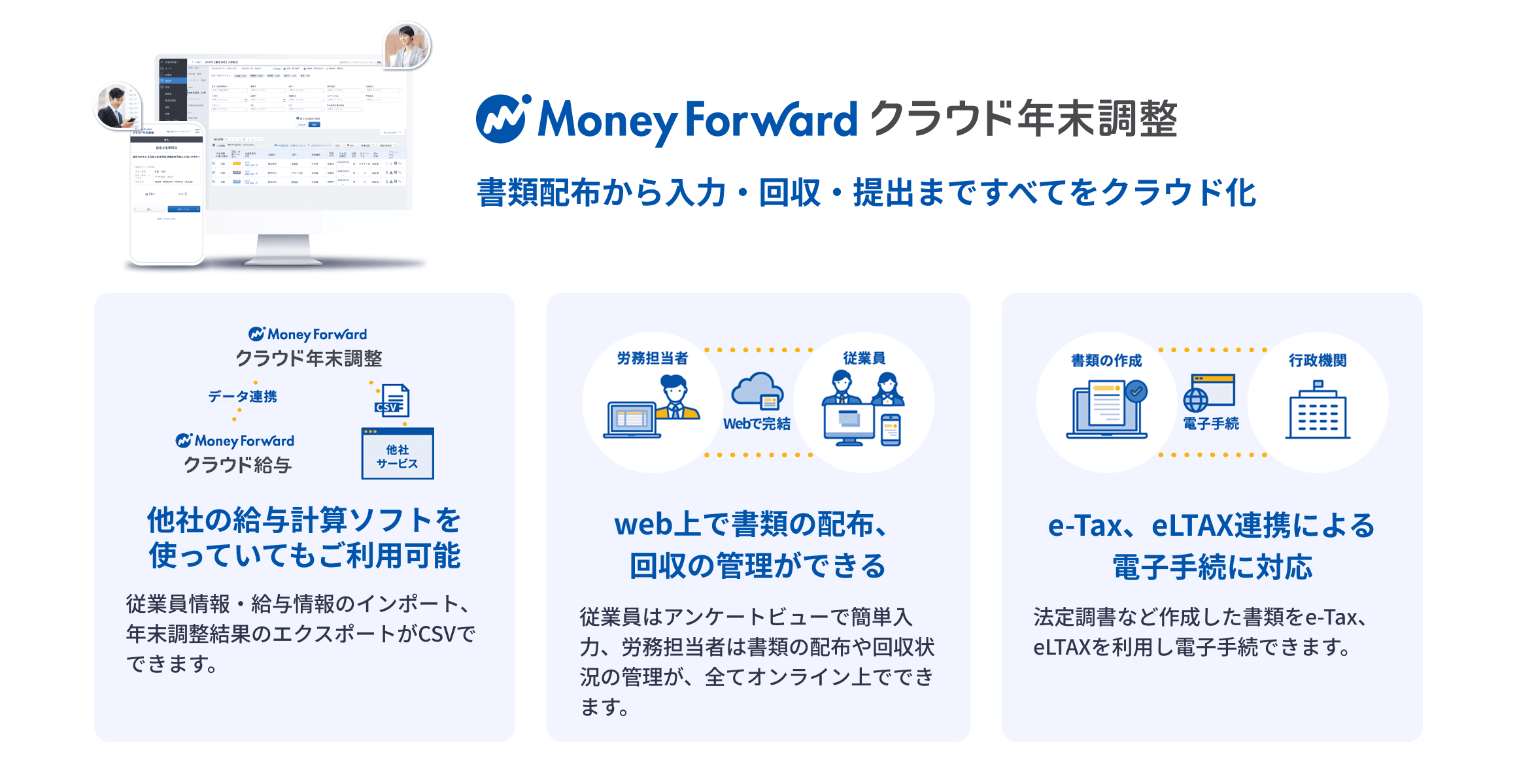 マネーフォワード クラウド年末調整 書類配布から入力・回収・提出まですべてをクラウド化