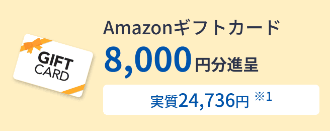 Amazonギフトカード 8,000円分進呈 実質24,736円 ※1
