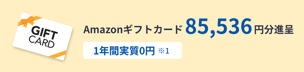 Amazonギフトカード 85,536円分進呈 実質0円 ※1