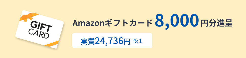 Amazonギフトカード 8,000円分進呈 実質24,736円 ※1