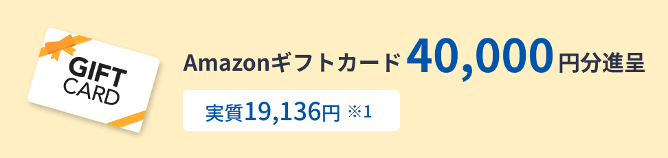 Amazonギフトカード 40,000円分進呈 実質19,136円 ※1