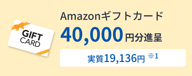 Amazonギフトカード 40,000円分進呈 実質19,136円 ※1