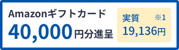 Amazonギフトカード 40,000円分進呈 実質19,136円 ※1